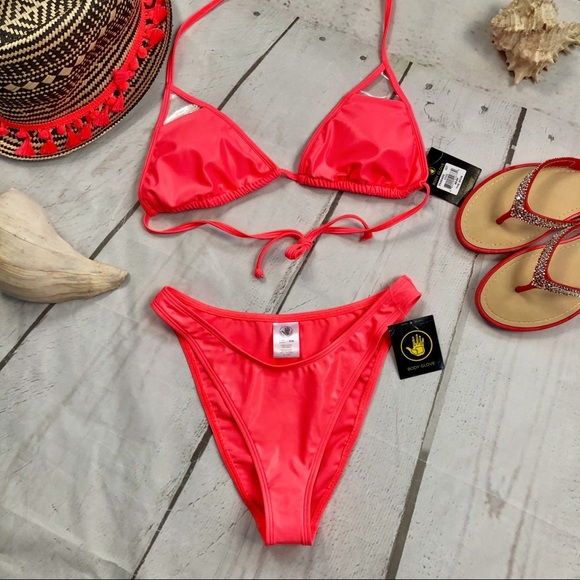 🔥Neon Coral Body Glove Bikini Set 🔥 S M L - Picture 8 of 15